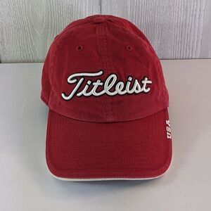 Titleist Red White Golf Strapback Hat EUC OSFM